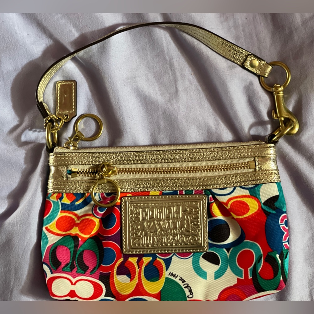 Coach Colorful Wristlet with Gold Details